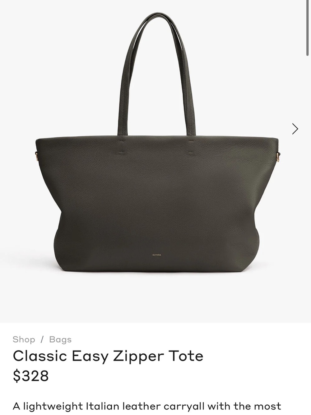 Cuyana Easy Zipper Tote - Dark Olive